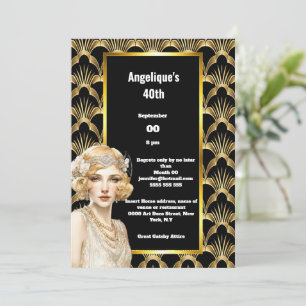 Convites Art deco Meninas Flapper dos anos vinte