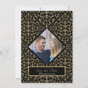 Convites Art Deco Nouveau Lace Ouro Damask Calliografia