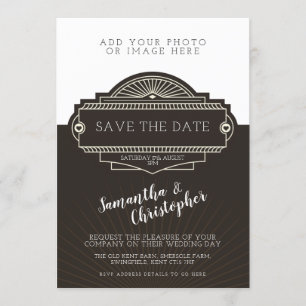 Convites Art deco personalizado da foto que Wedding o