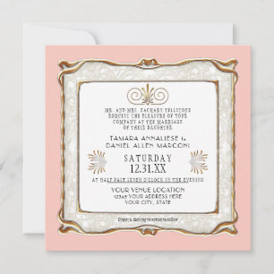 Convites Art Deco Pink Dourado Nouveau Gatsby Casamento Ele