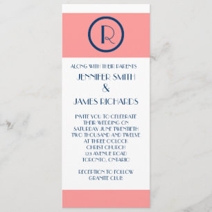 Convites Art deco que Wedding o branco coral dos azuis