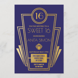 Convites Art Deco Sweet 16 Festa de aniversário 1920 Gatsby