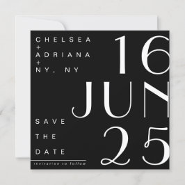 Convites Art Deco Tipografia Black White Salvar Data