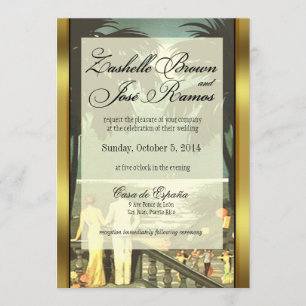 Convites Art Deco Vintage Beach Faux Vellum Casamento