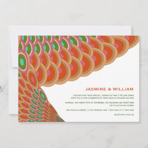 Convites Art Deco Vintage Scallop Fan Boho Casamento Asiáti