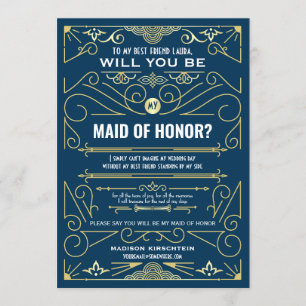 Convites Art Deco Você Será Minha Madrinha de casamento A