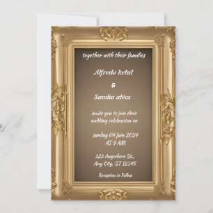 Convites Art Deco Wedding Diamond Biege Gold Foil