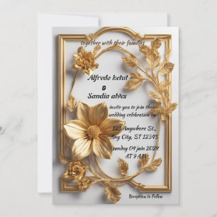 Convites Art Deco Weding Diamond White e Gold Foil