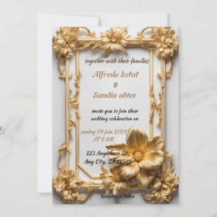 Convites Art Deco Weding Diamond White e Gold Foil