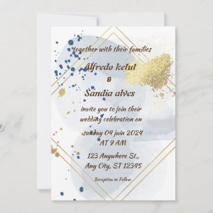 Convites Art Deco Weding Diamond White e Gold Foil