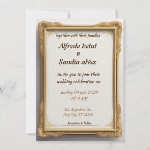 Convites Art Deco Weding Diamond White e Gold Foil
