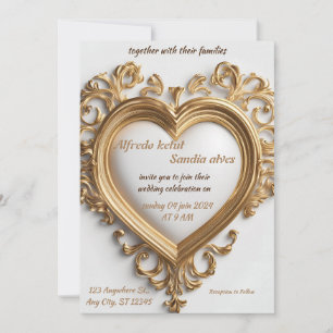Convites Art Deco Weding Diamond White e Gold Foil Inv
