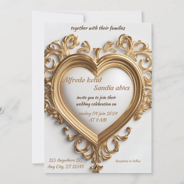Convites Art Deco Weding Diamond White e Gold Foil Inv (Frente)