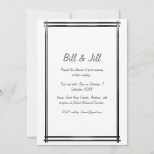 Convites Art Deco White com Casamento de Borda Negra