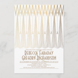 Convites Art Deco White e Dourado Janto de ensaio Gatsby