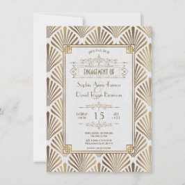 Convites Art Deco White Gatsby Festa de noivado