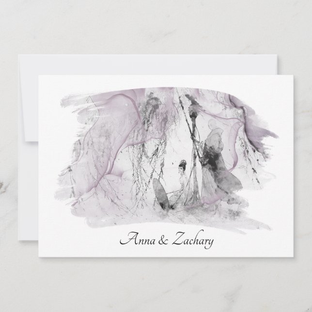 Convites *~* Art Japonesa RSVP QR AR27 Casamento (Frente)