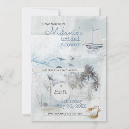 Convites Art Journal Coastal Collage Bridal Shower