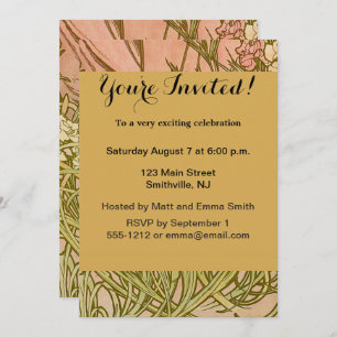 Convites Art Nouveau Alfonse Mucha Floral