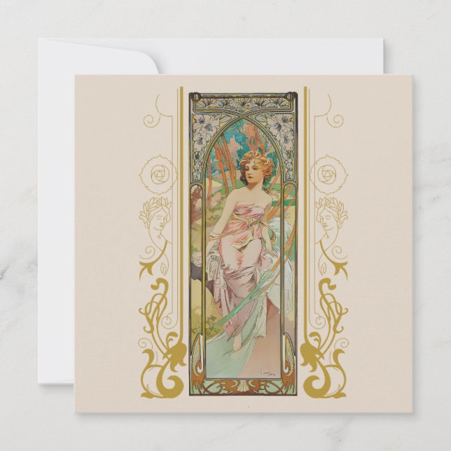 Convites Art Nouveau Alphonse Mucha para qualquer ocasião (Frente)
