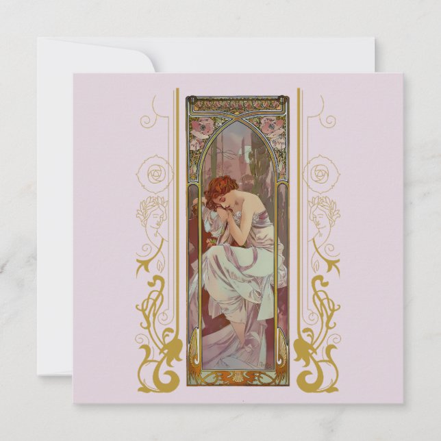 Convites Art Nouveau Alphonse Mucha para qualquer ocasião (Frente)