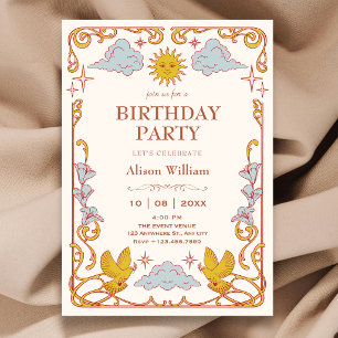 Convites Art nouveau Aniversário celestial