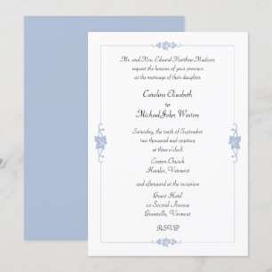 Convites Art Nouveau Blue Framed Casamento