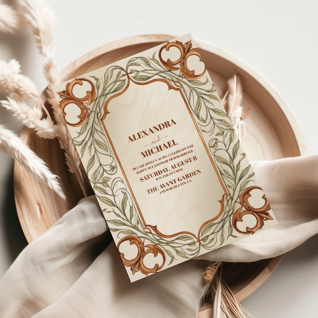 Convites Art Nouveau Casamento Botânico Elegante (Criador carregado)