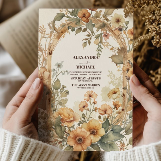 Convites Art Nouveau Casamento Floral (Criador carregado)