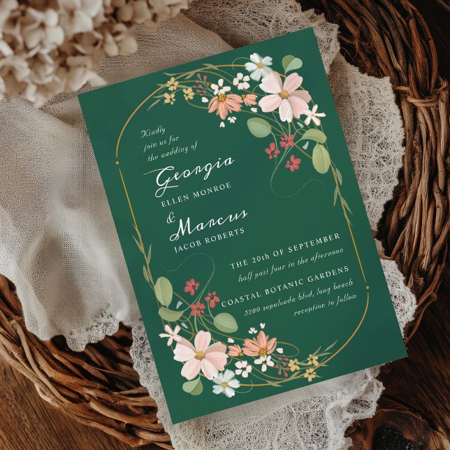 Convites Art Nouveau Casamento Floral Ilustrado (Criador carregado)