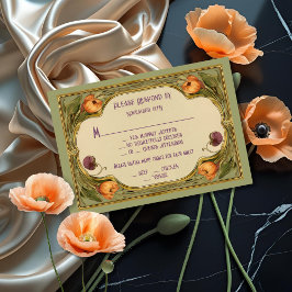 Convites Art Nouveau Casamento Floral RSVP