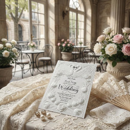 Convites Art Nouveau Cisne Casamento Relevo Falso