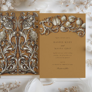 Convites Art Nouveau Cream Elegance Wedding