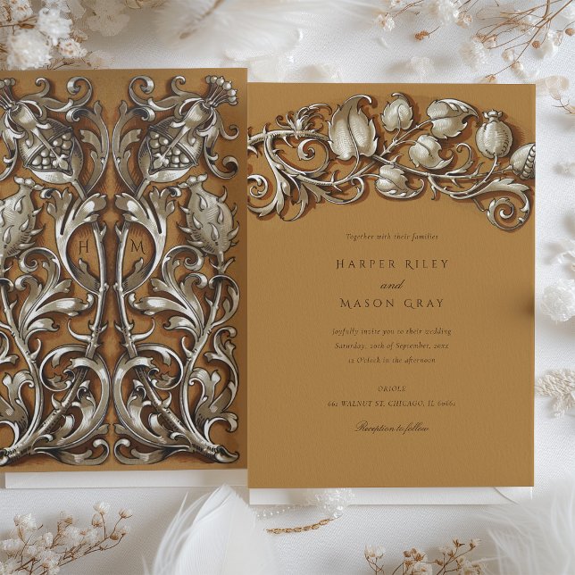 Convites Art Nouveau Cream Elegance Wedding (Criador carregado)