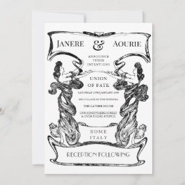 Convites Art Nouveau Deco Female Forma Quadro