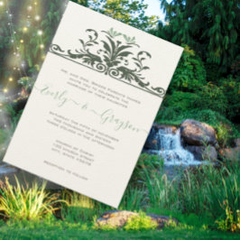 Convites Art Nouveau Dragonfly Pale Mint Casamento