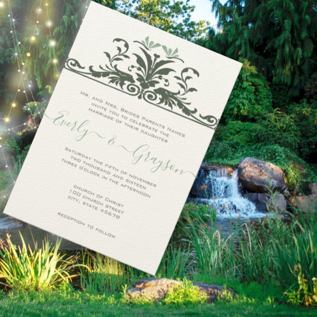 Convites Art Nouveau Dragonfly Pale Mint Casamento (Criador carregado)