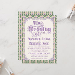 Convites Art Nouveau Elegant Thistle Butter Yellow