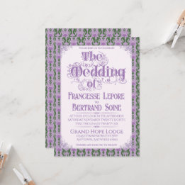 Convites Art Nouveau Elegant Thistle Lilac