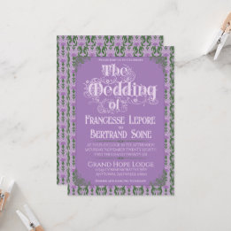 Convites Art Nouveau Elegant Thistle Royal Lavender