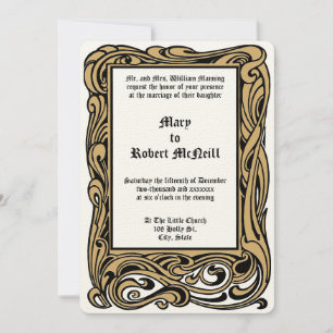 Convites Art Nouveau Era Vitoriana 1901 Casamento Foliar