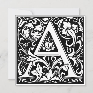 Convites Art Nouveau Floral Alphabet Monograma - Letra A