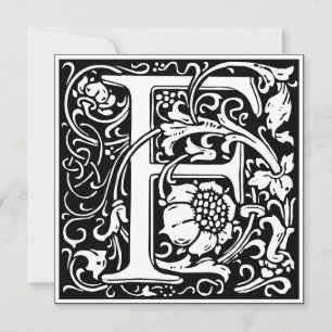 Convites Art Nouveau Floral Alphabet Monograma - Letra F