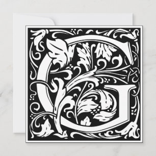 Convites Art Nouveau Floral Alphabet Monograma - Letra G