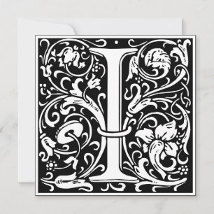 Convites Art Nouveau Floral Alphabet Monograma - Letra I