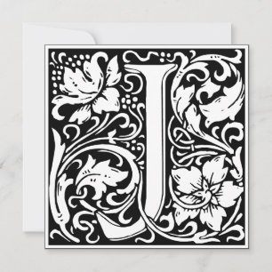 Convites Art Nouveau Floral Alphabet Monograma - Letra J
