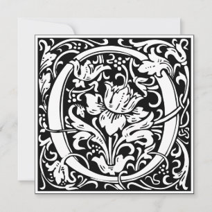 Convites Art Nouveau Floral Alphabet Monograma - Letra O