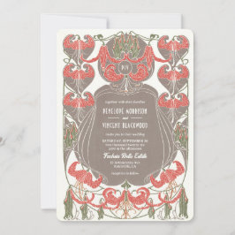 Convites Art Nouveau Fuchsia Elegance Wedding