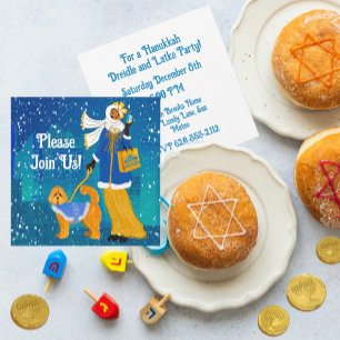 Convites Art Nouveau Hanukkah Doodle Dog Personalizado
