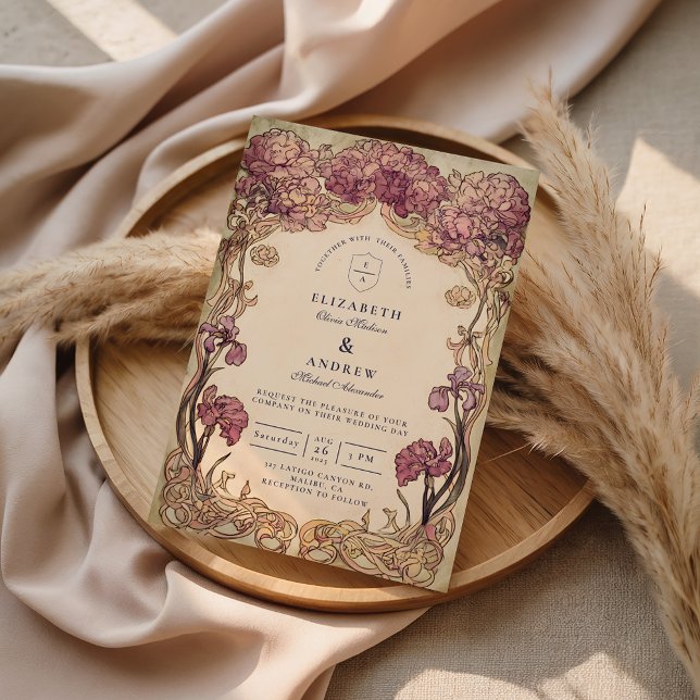 Convites Art Nouveau Orchid Wedding (Criador carregado)